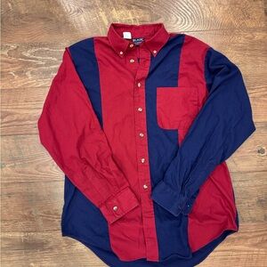 Vintage Blair Men's Red and Blue Colorblock Shirt